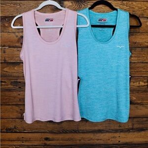 Blue razor back tank top